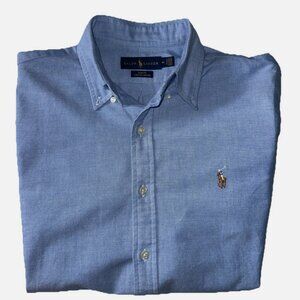 Ralph Lauren Button Down Dress Shirt Mens M Slim Fit Stretch Oxford Flesh Pony